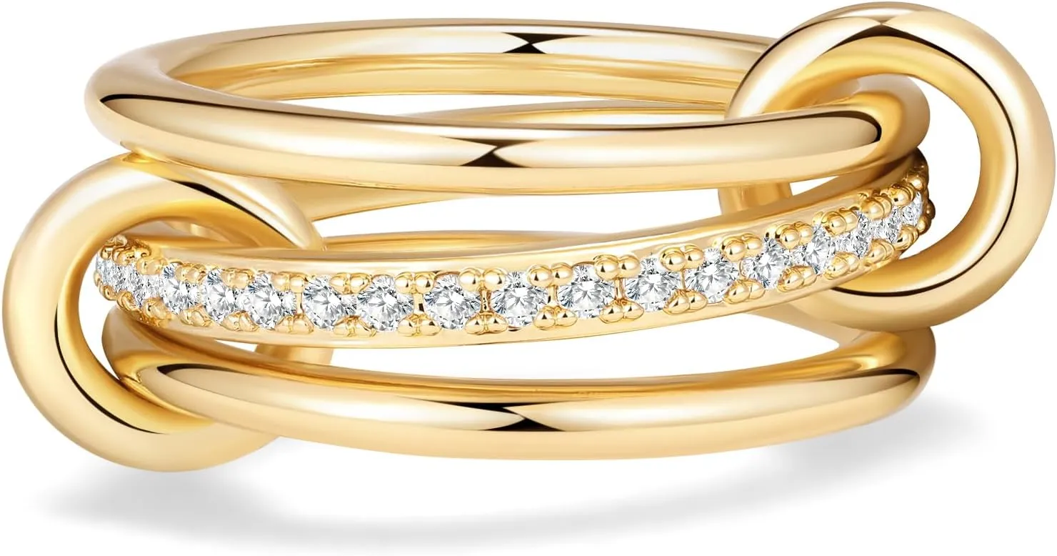 Elegant Pave Stackable Rings for Women - Non Tarnish Rings Set, Perfect for Everyday Wear, Fashion Jewelry with Sparkling Finish, Durable and Versatile, Ideal Gift for Her