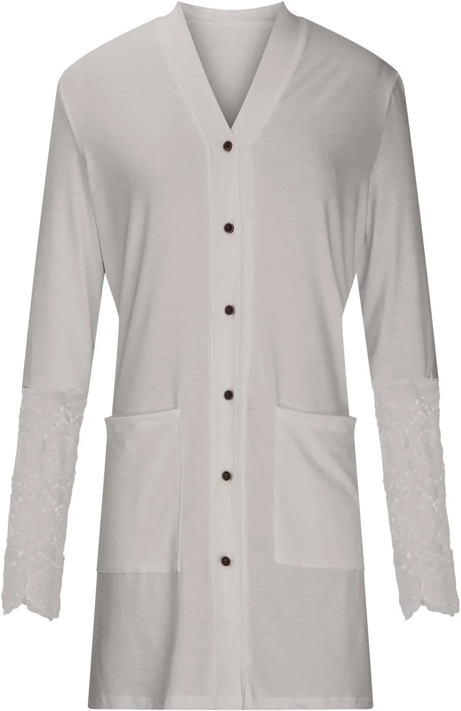 Fall Jackets for Women 2024 Casual Lace Long Sleeve Tops Mid-Length Button Cardigan Coats Outerwear with Pockets