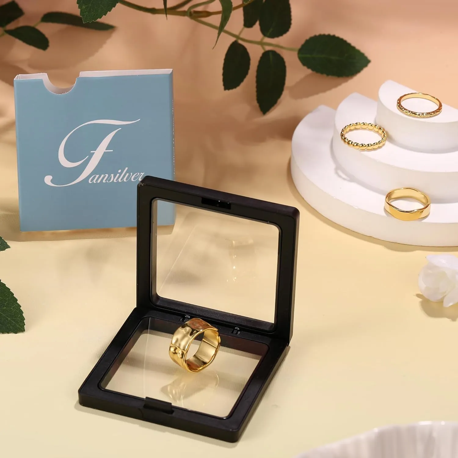 Fansilver Stackable Chunky Gold Rings for Women Non Tarnish Dainty 14K Gold Plated Stacking Thumb Rings Set Trendy Gold Wedding Band Ring Size 5-11