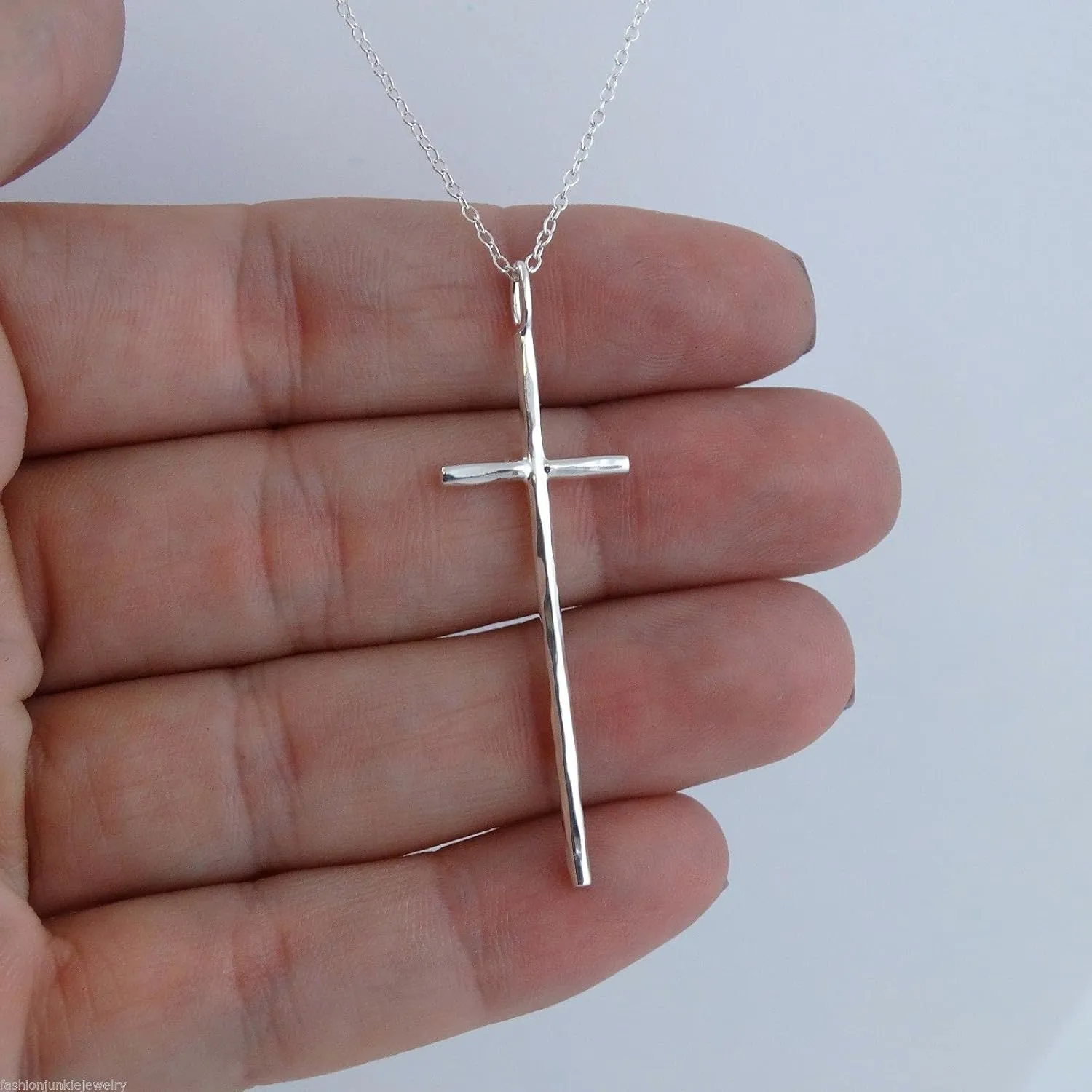 FashionJunkie4Life Sterling Silver Cross Necklace for Men and Women