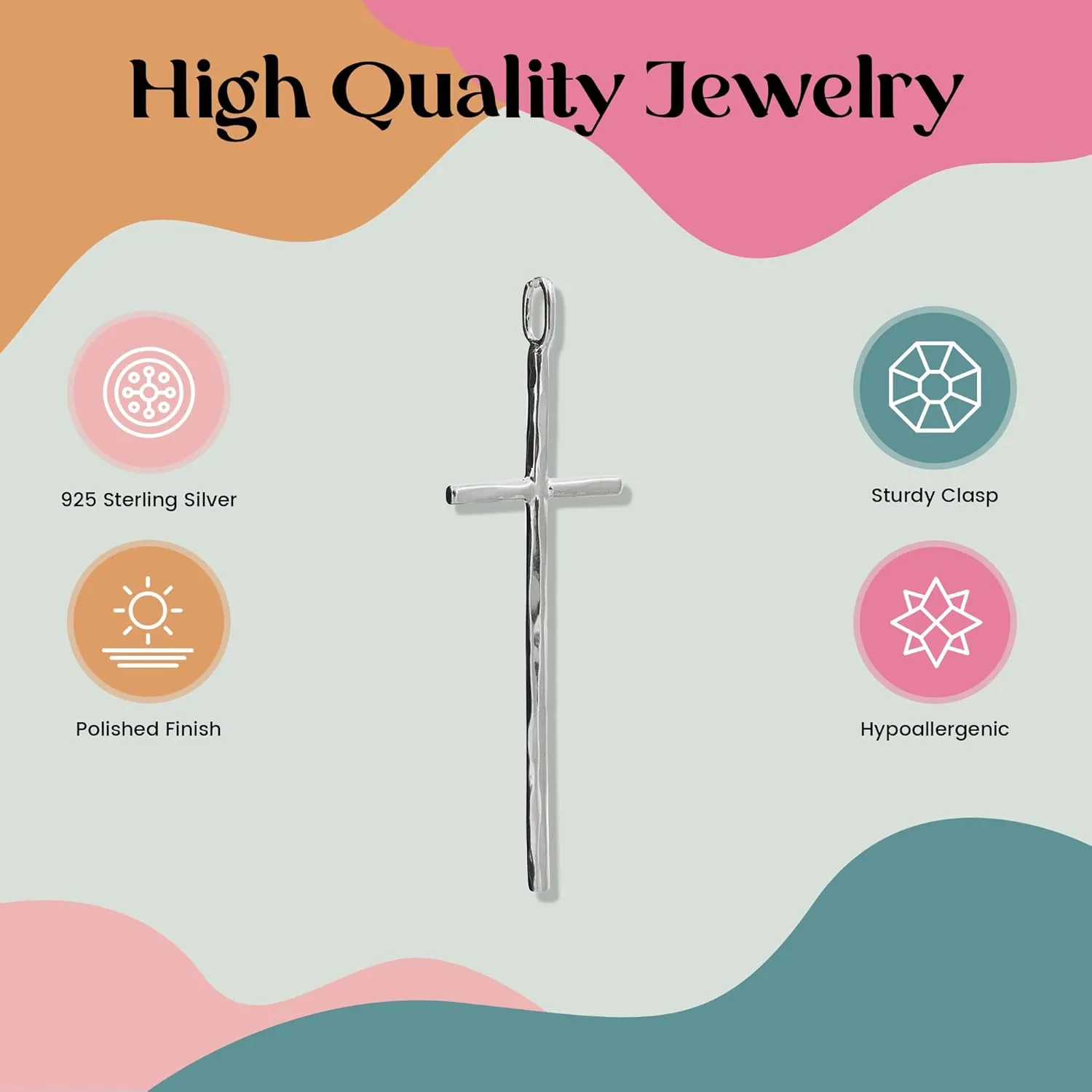 FashionJunkie4Life Sterling Silver Cross Necklace for Men and Women