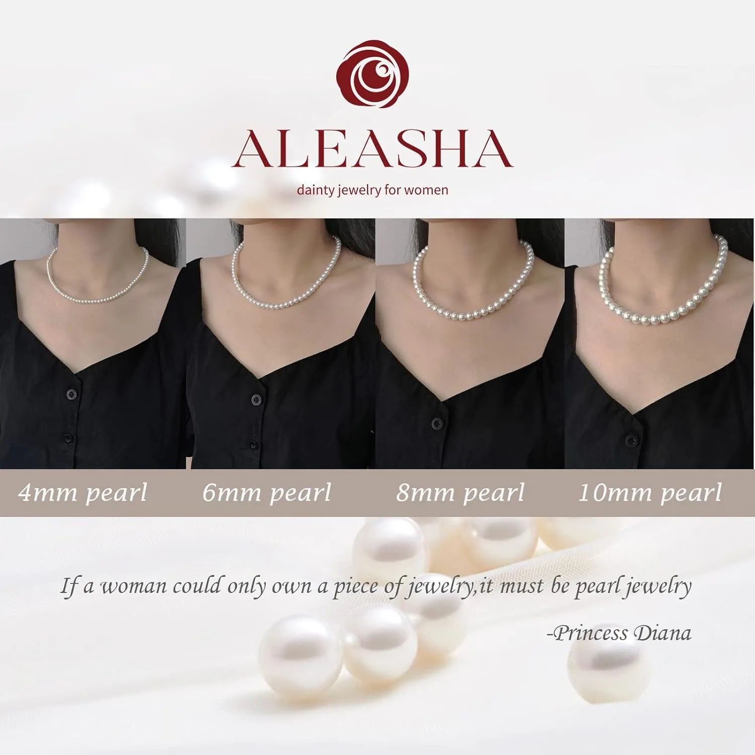 Faux Pearl Strand 4mm-10mm 14"-22" White Pearl Necklace Choker Women Men Wedding Jewelry