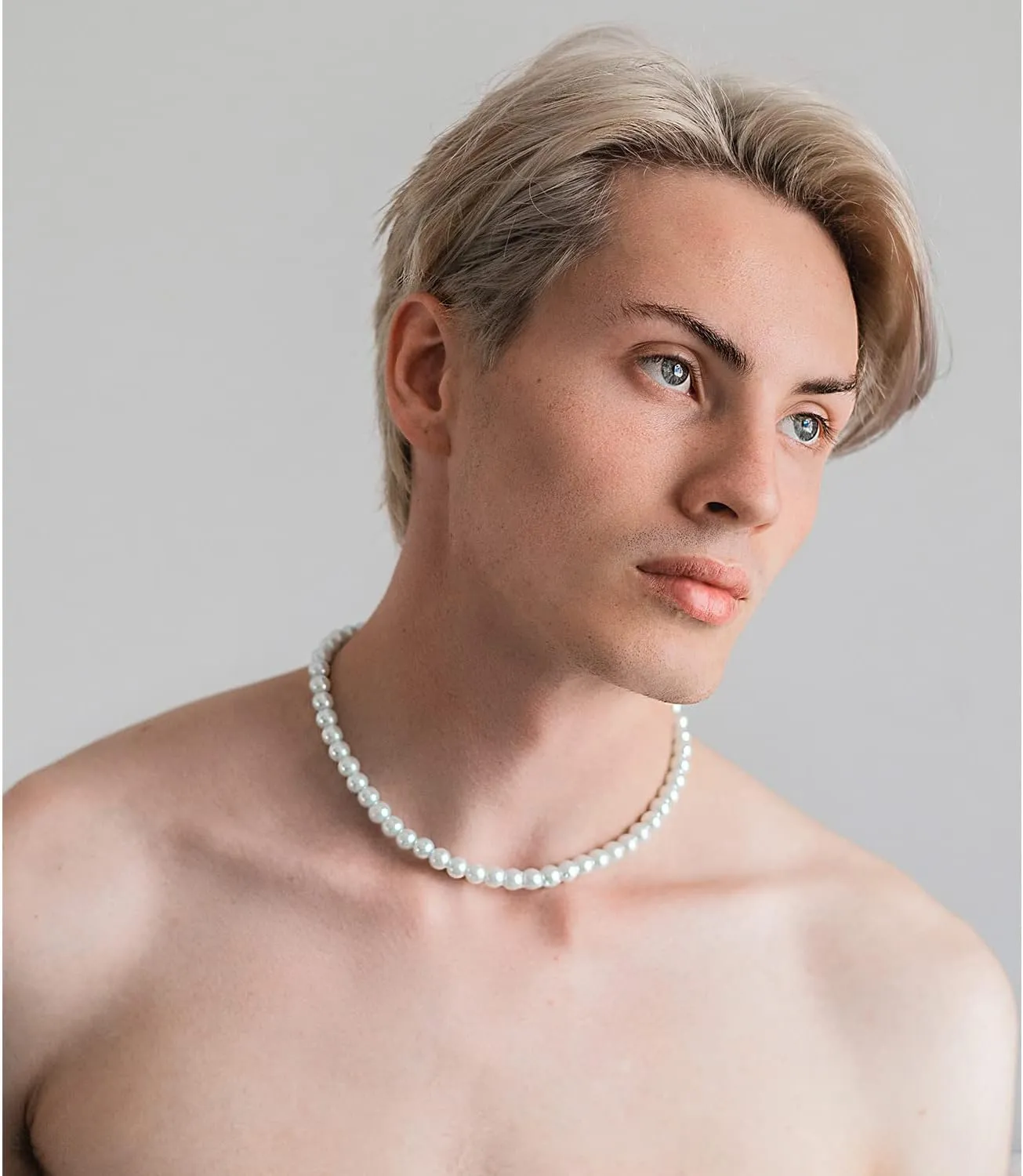Faux Pearl Strand 4mm-10mm 14"-22" White Pearl Necklace Choker Women Men Wedding Jewelry