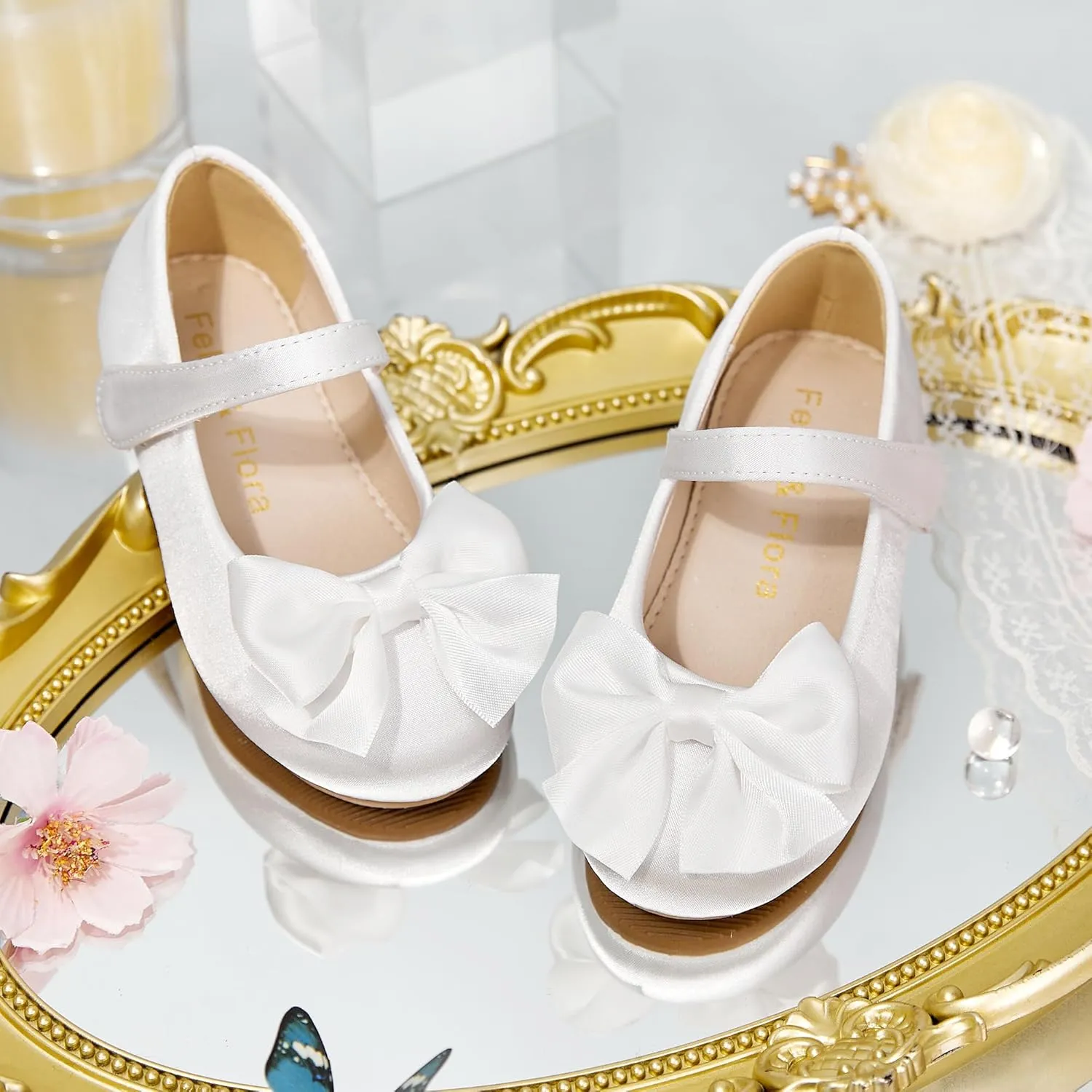 Felix & Flora Toddler Flower Girl Dress Shoes - Girl Ballet Flats Party School Shoes Wedding