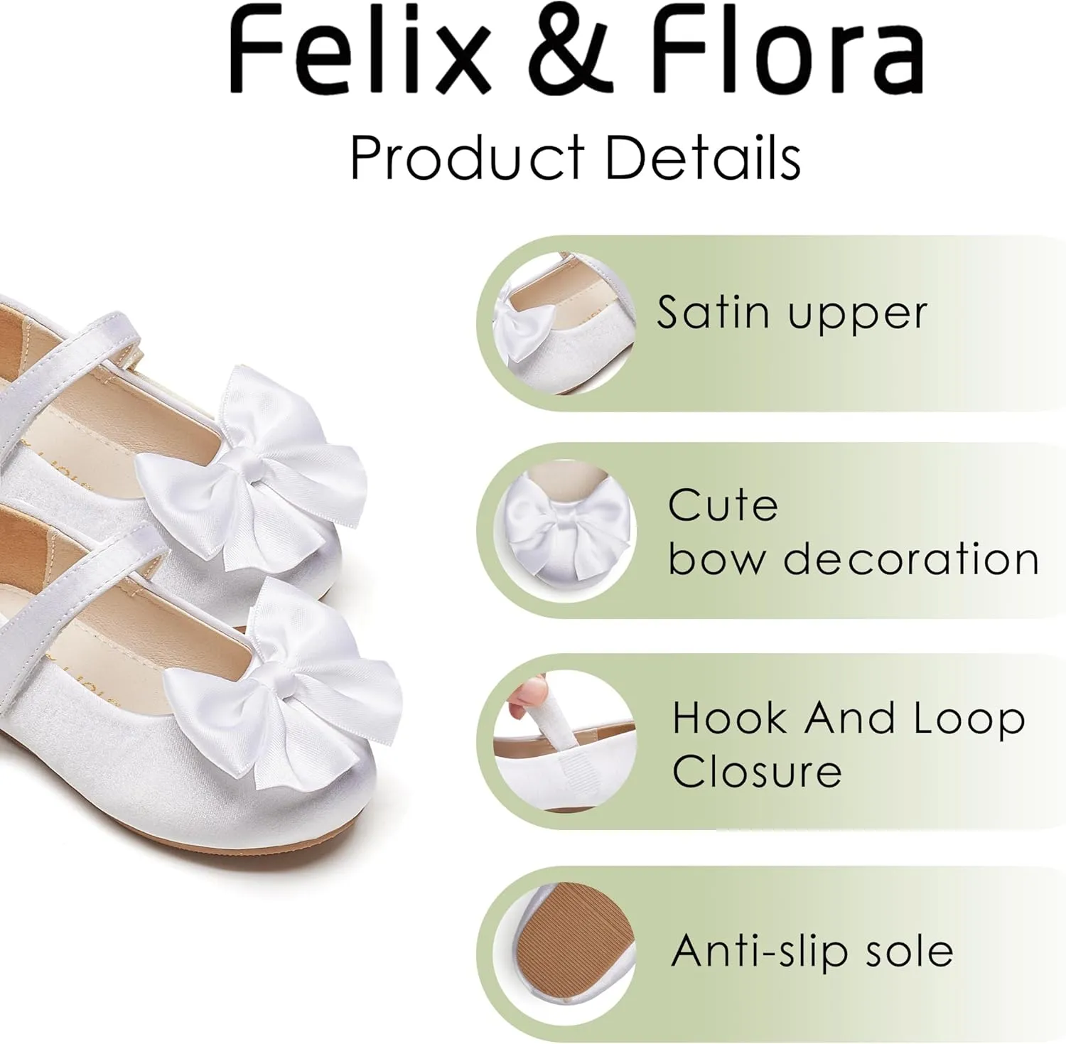 Felix & Flora Toddler Flower Girl Dress Shoes - Girl Ballet Flats Party School Shoes Wedding