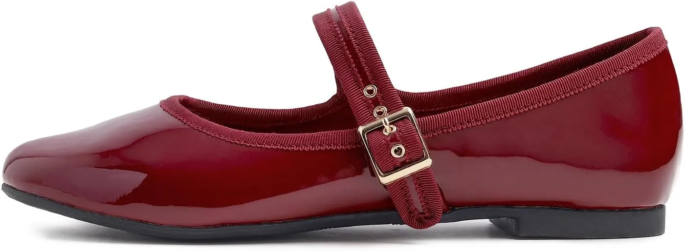 FEVERSOLE Women's Soft Cushion Extra Padded Comfort Round Toe Mary Jane Metal Buckle Fashion Ballet Flats Walking Shoes