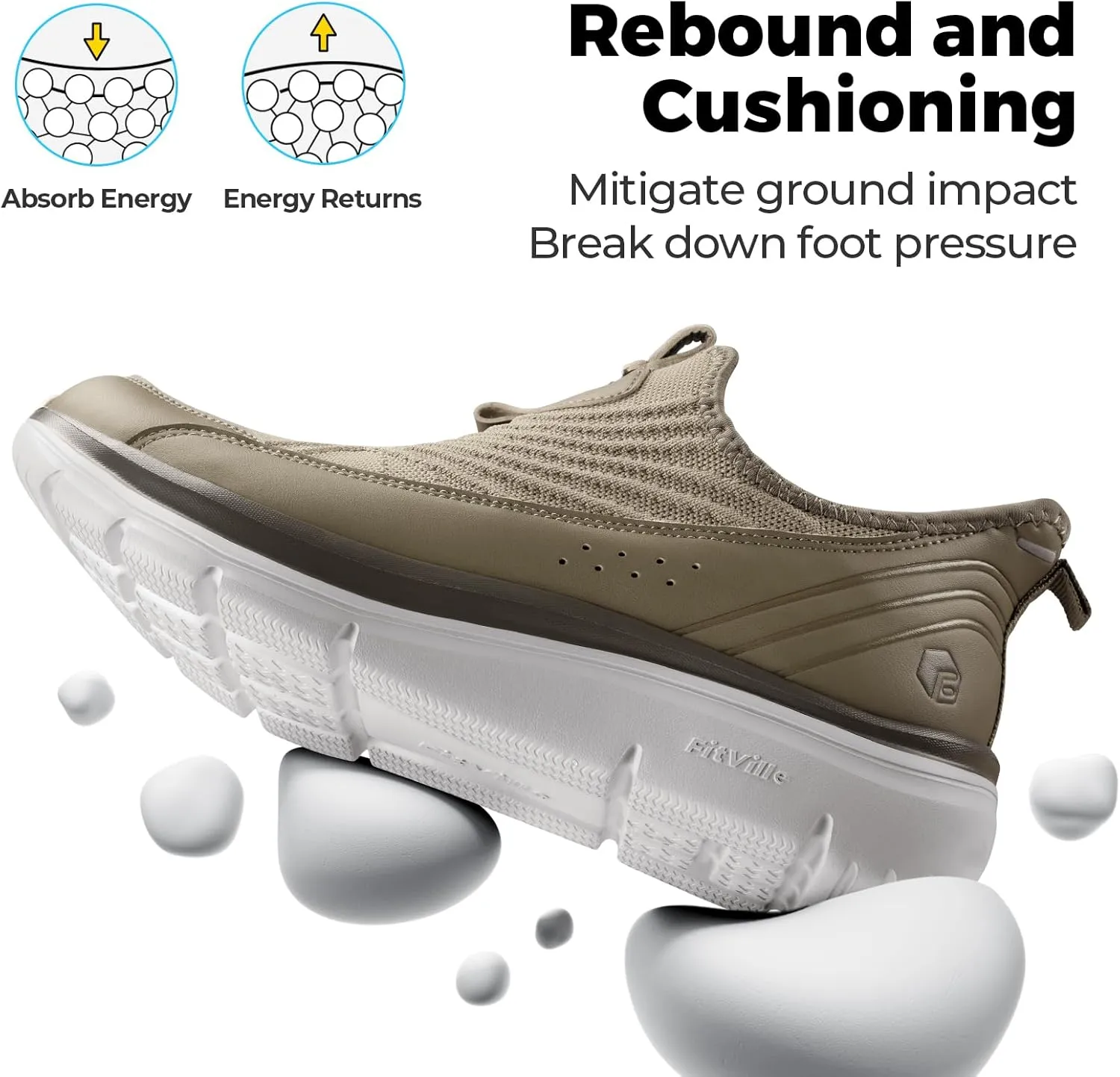 FitVille Men's Extra Wide Slip on Walking Shoes, Breathable Hands Free Slip on Sneakers, Comfortable Orthopedic Shoes for Standing All Day - Step Ease V1