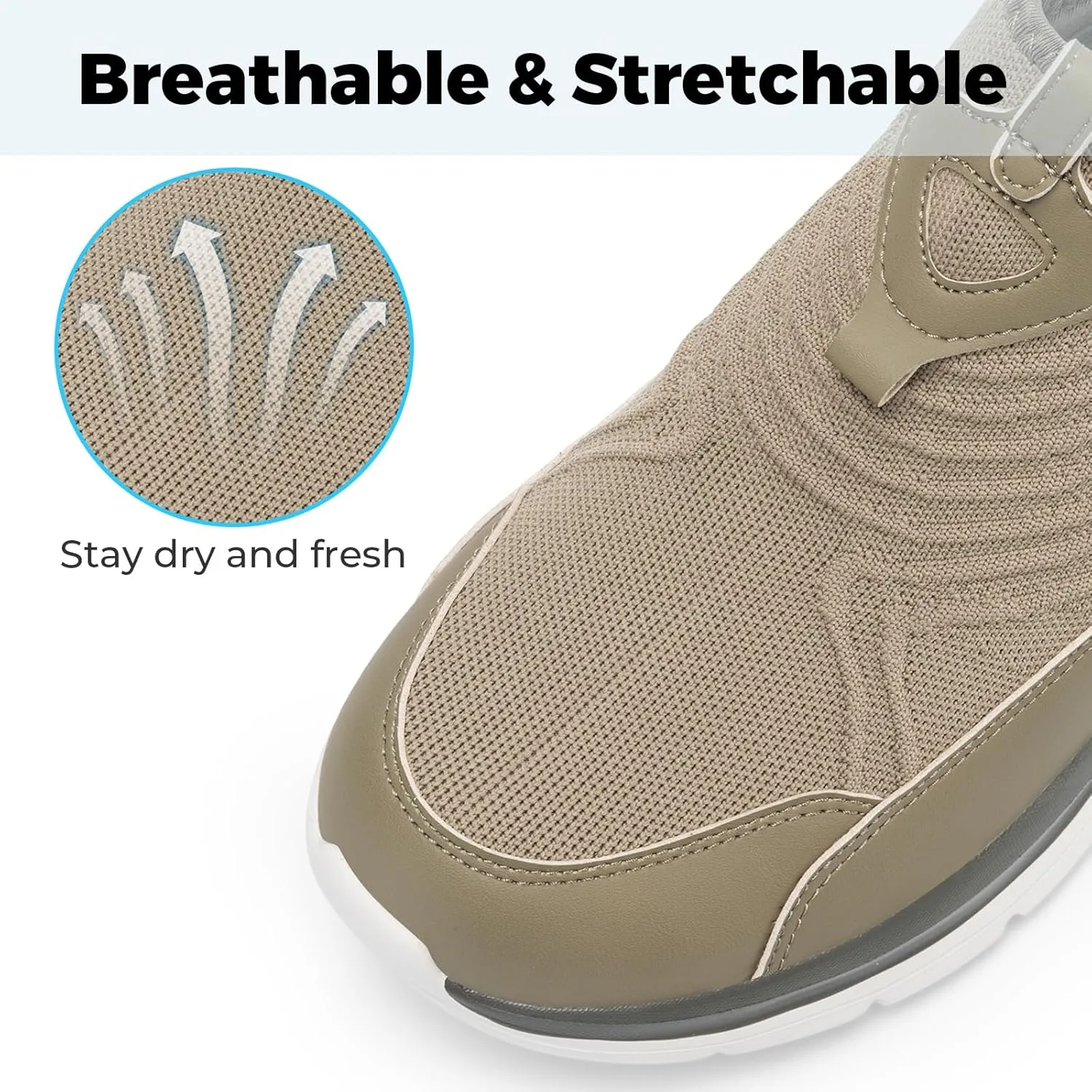 FitVille Men's Extra Wide Slip on Walking Shoes, Breathable Hands Free Slip on Sneakers, Comfortable Orthopedic Shoes for Standing All Day - Step Ease V1