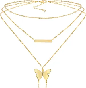 Fiusem Gold Layered Necklaces for Women, Dainty 14K Gold Plated Pendant Necklace and Choker Necklaces for Women