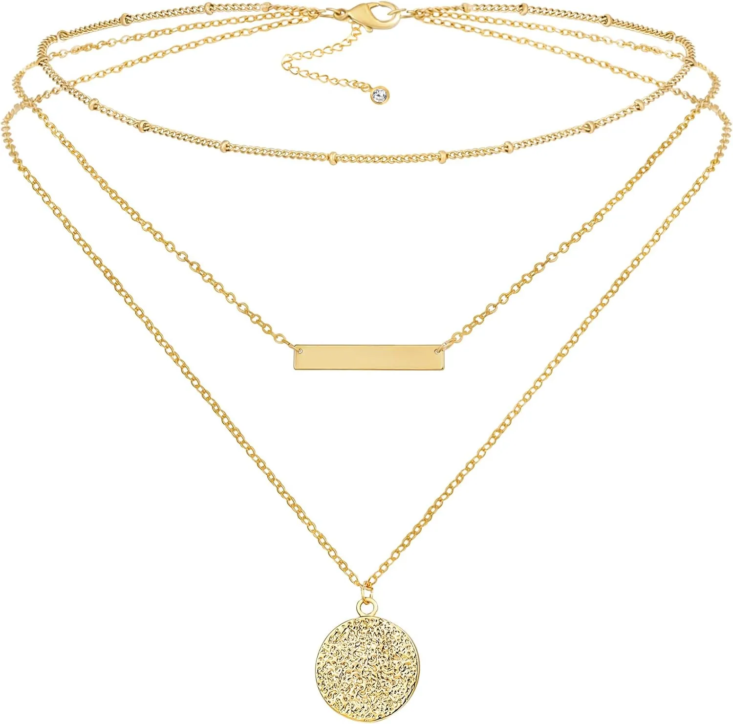 Fiusem Gold Layered Necklaces for Women, Dainty 14K Gold Plated Pendant Necklace and Choker Necklaces for Women