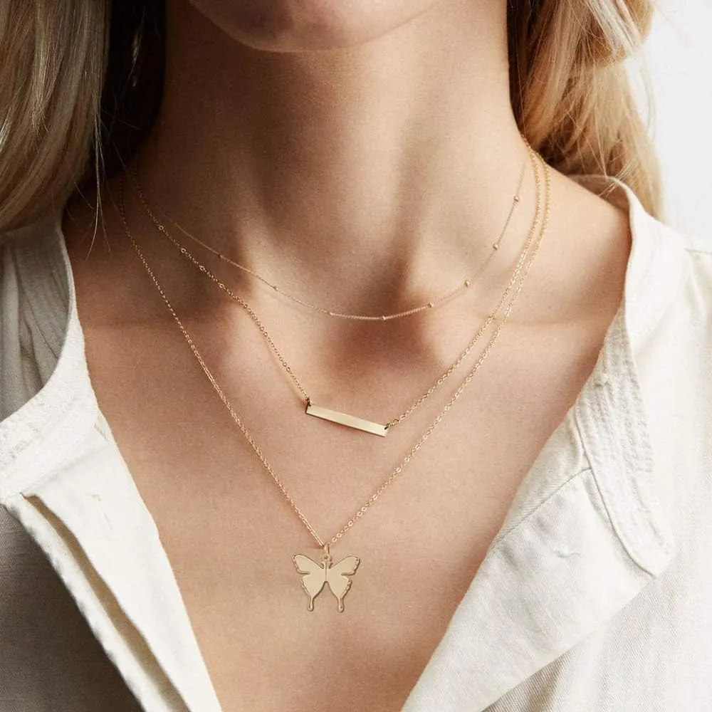 Fiusem Gold Layered Necklaces for Women, Dainty 14K Gold Plated Pendant Necklace and Choker Necklaces for Women