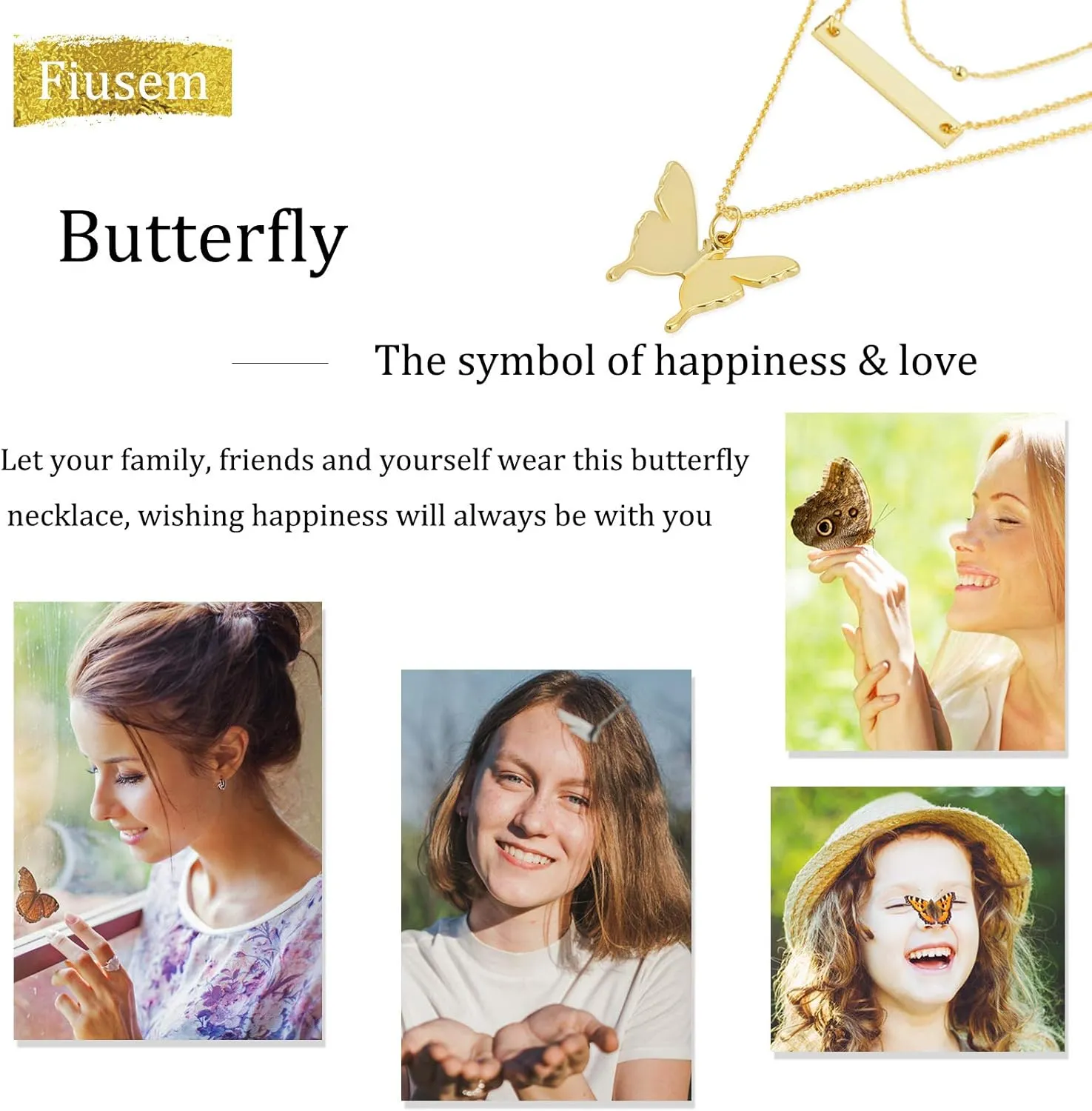Fiusem Gold Layered Necklaces for Women, Dainty 14K Gold Plated Pendant Necklace and Choker Necklaces for Women