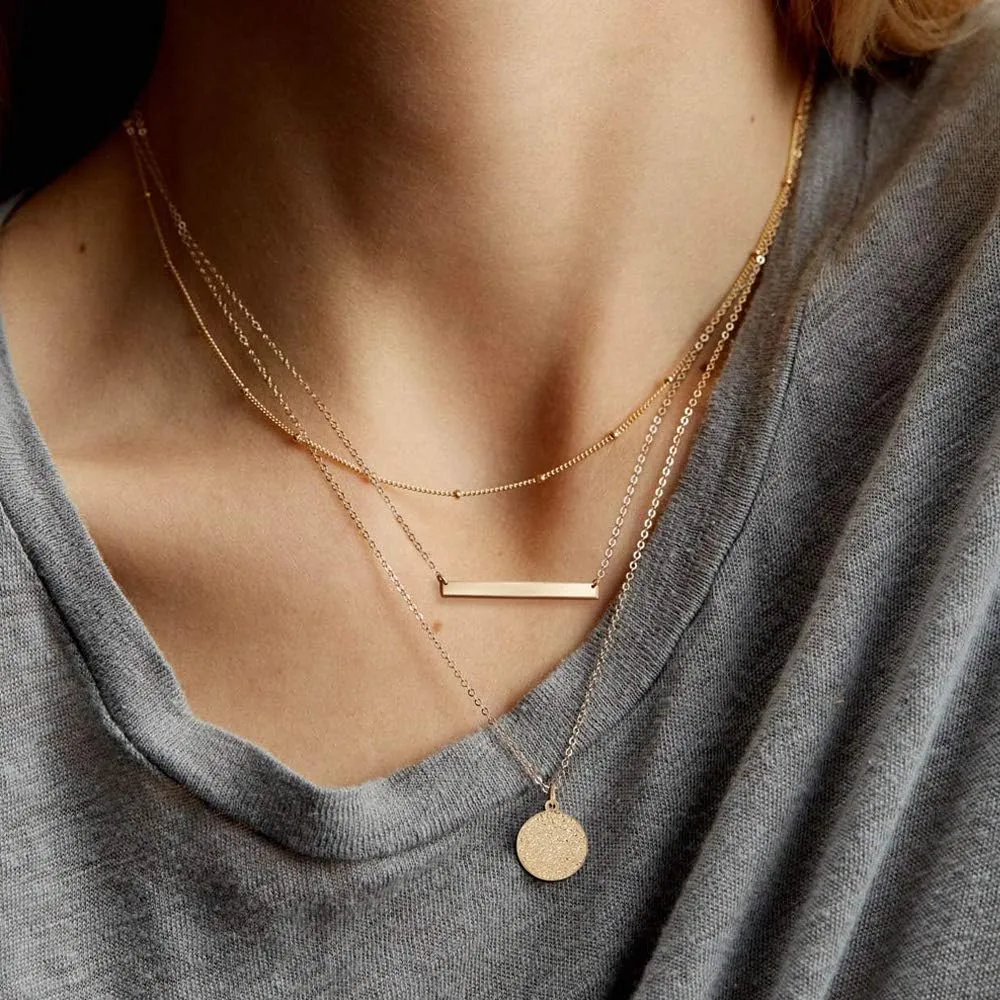 Fiusem Gold Layered Necklaces for Women, Dainty 14K Gold Plated Pendant Necklace and Choker Necklaces for Women