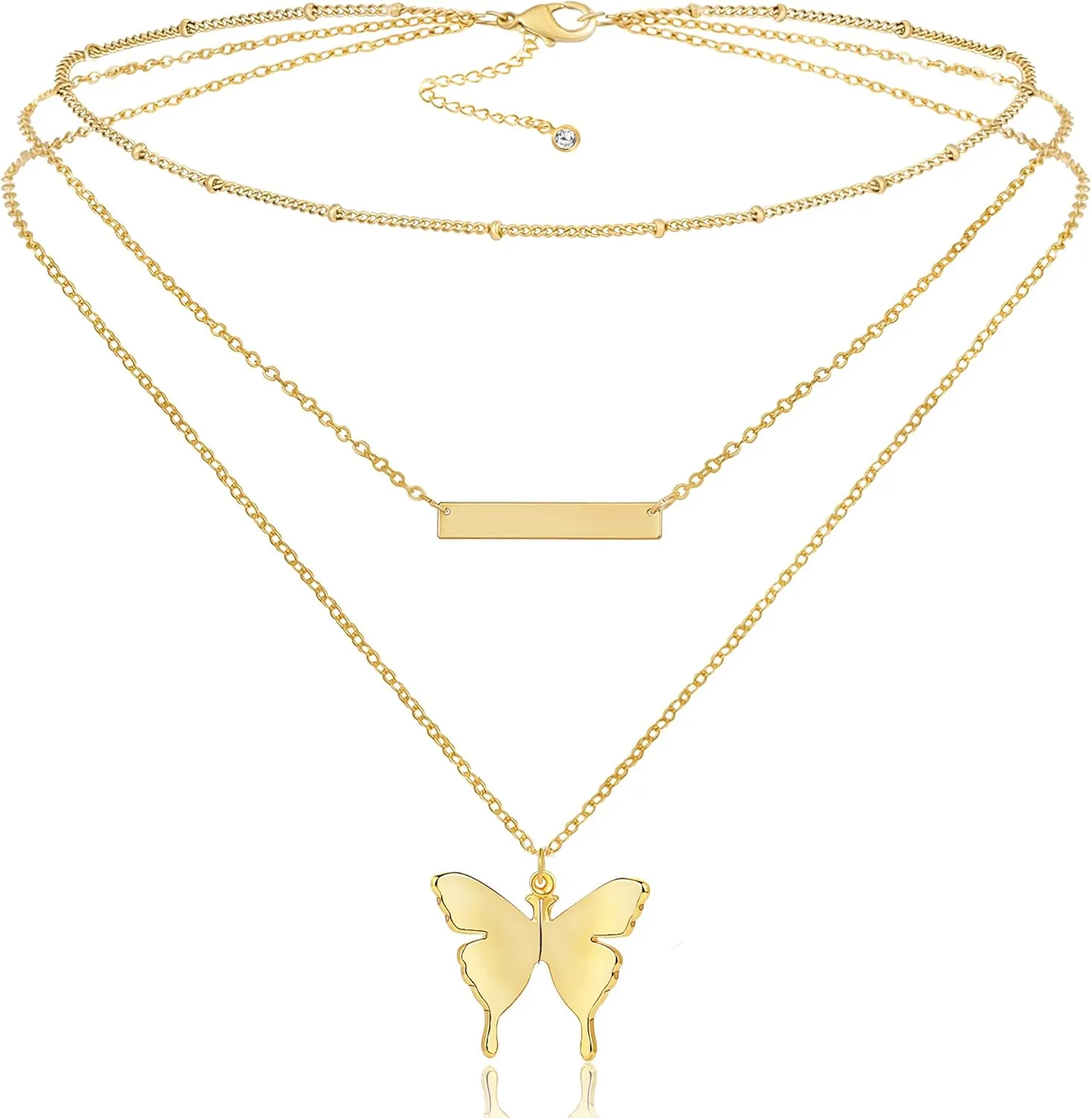 Fiusem Gold Layered Necklaces for Women, Dainty 14K Gold Plated Pendant Necklace and Choker Necklaces for Women