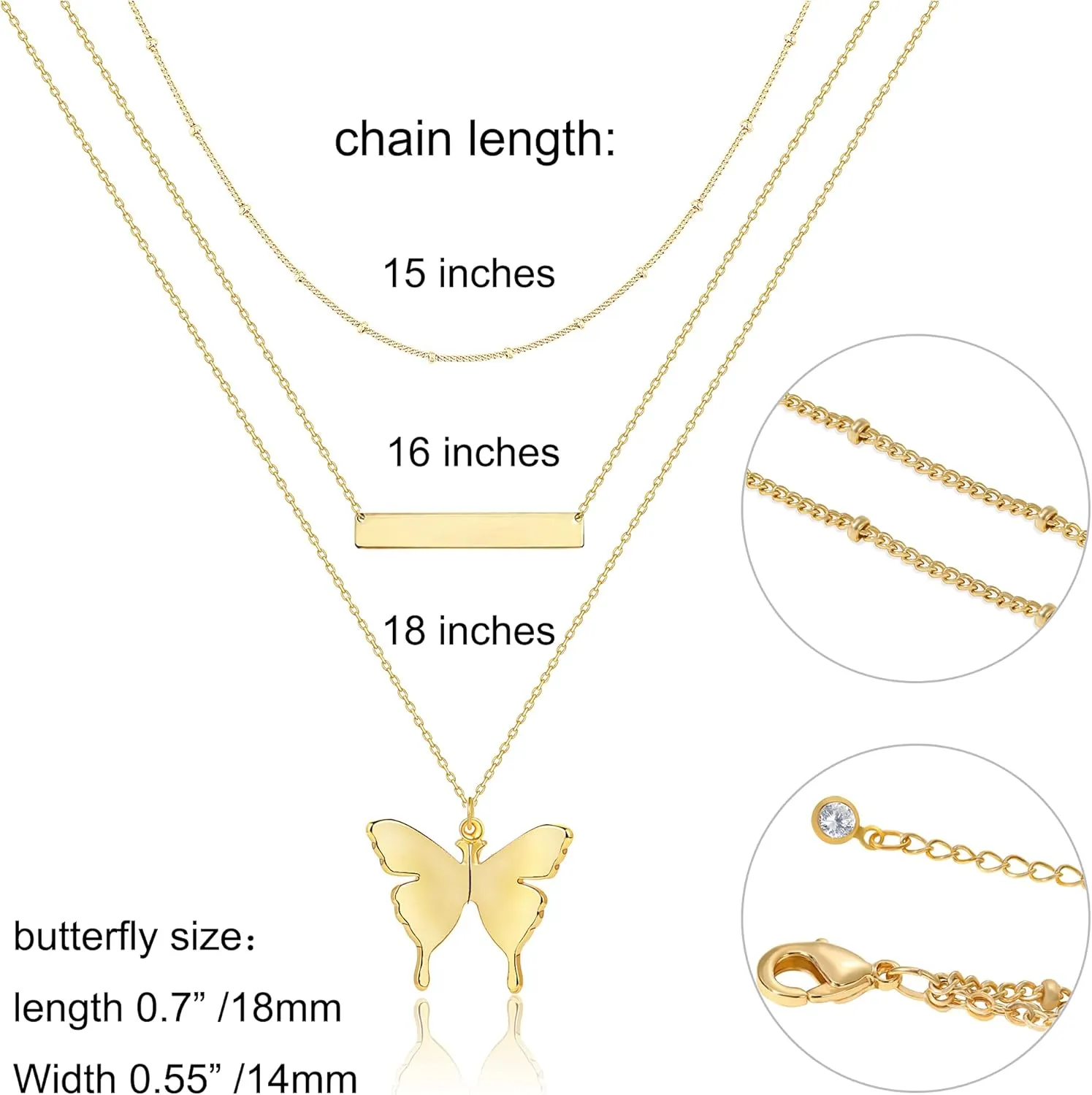 Fiusem Gold Layered Necklaces for Women, Dainty 14K Gold Plated Pendant Necklace and Choker Necklaces for Women