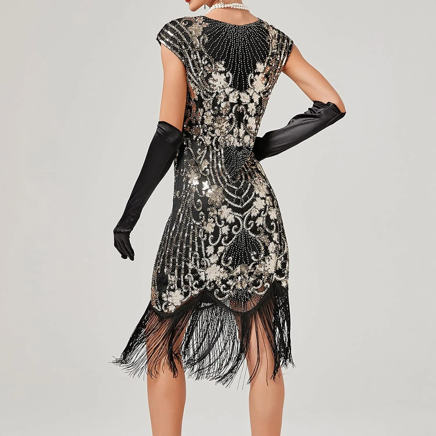 Flapper Dresses 1920s Gatsby Plus Size Cap Sleeve Sparkly Fringe Dress Art Deco Roaring 20s Cocktail Costumes