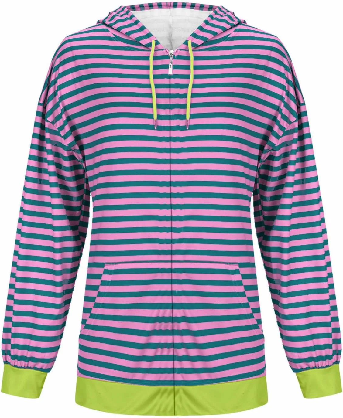 Fleece Jacket Women Color Block Striped Winter Coats Long Sleeve Zip up Jackets Casual Hooded Coat Pockets Outdoor