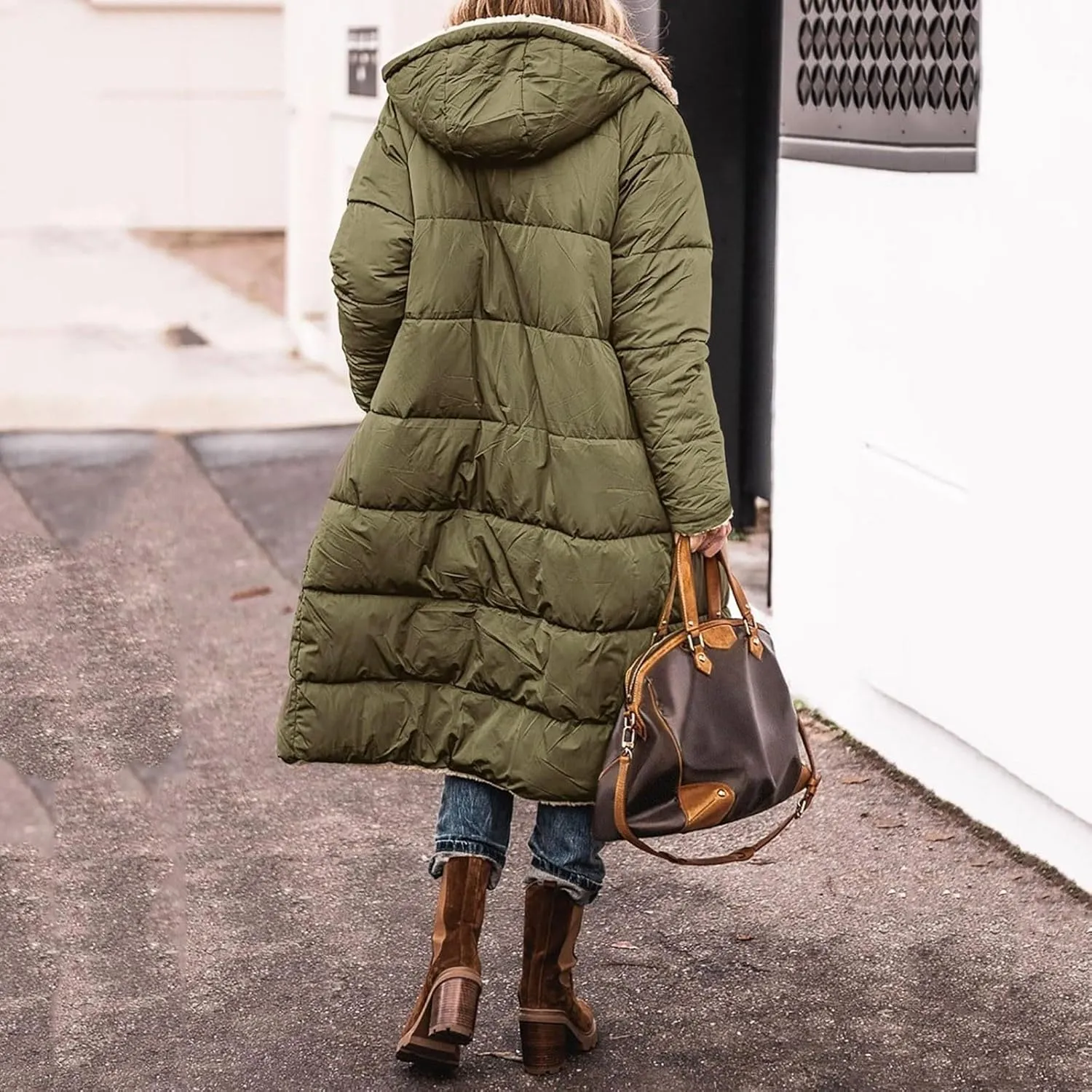 Fleece Jackets for Women Casual Zip Up Solid Color Reversible Teddy Long Coat Womens Padded Heavyweight Soft Jacket