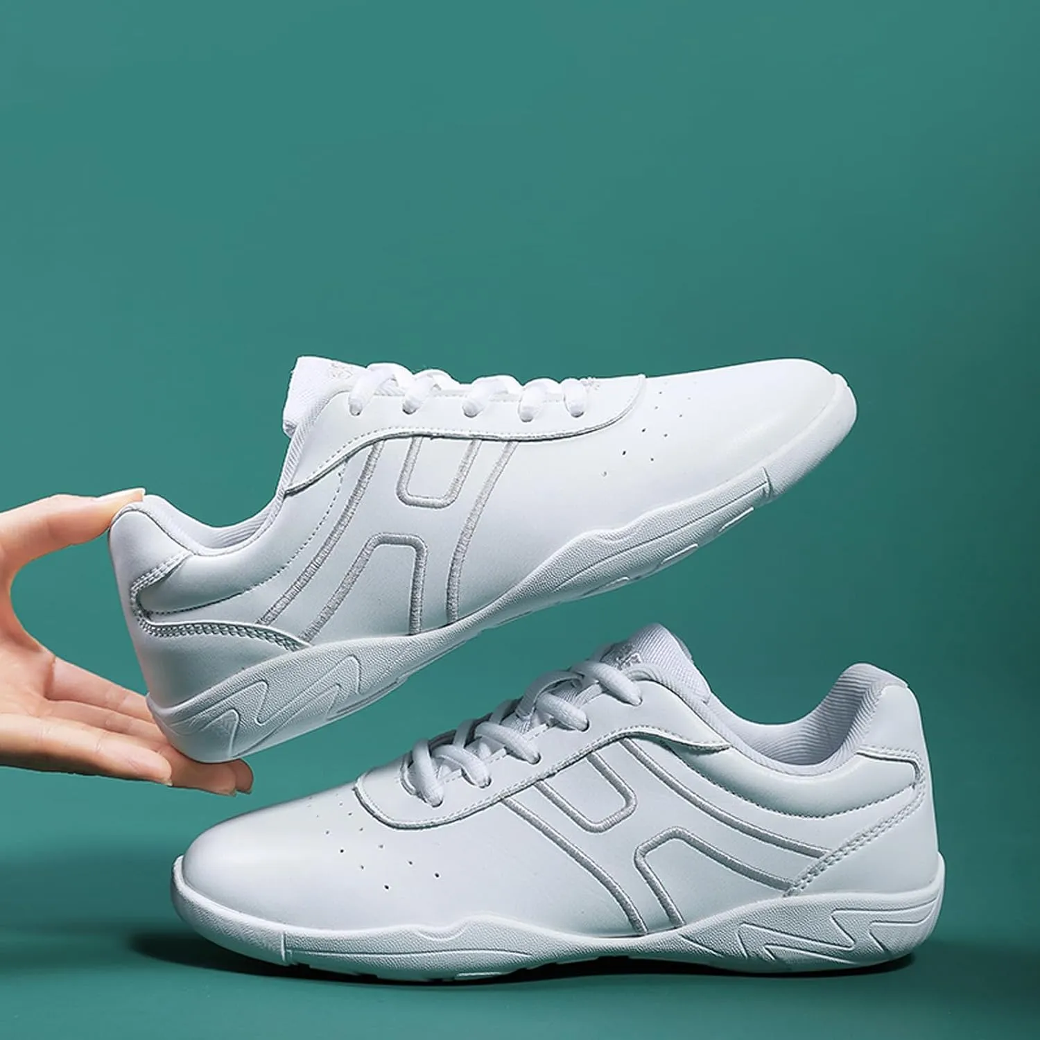 FLIOZY Womens Cheer Dance Shoes Girls White Breathable Lightweight Cheerleading Competition Shoes Athletic Sport Training