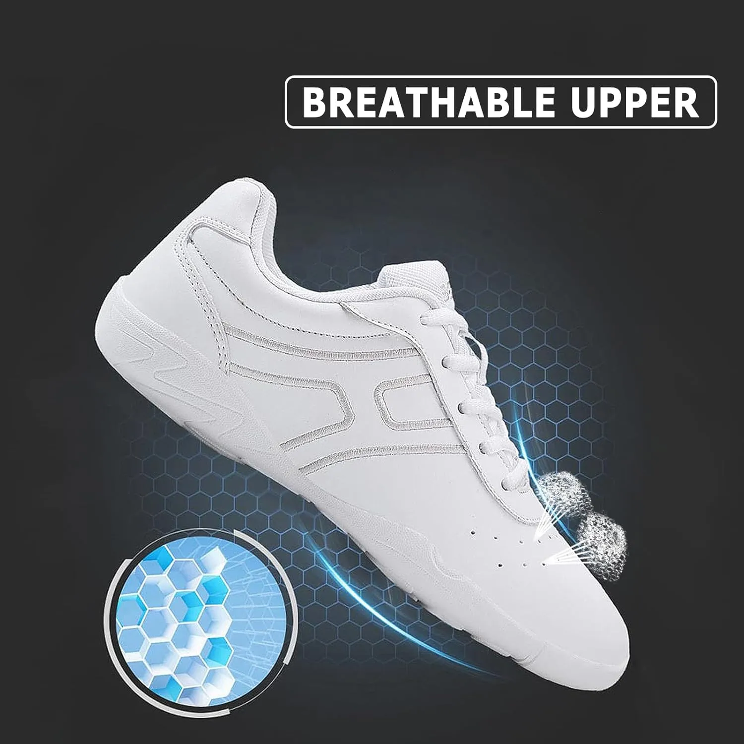 FLIOZY Womens Cheer Dance Shoes Girls White Breathable Lightweight Cheerleading Competition Shoes Athletic Sport Training
