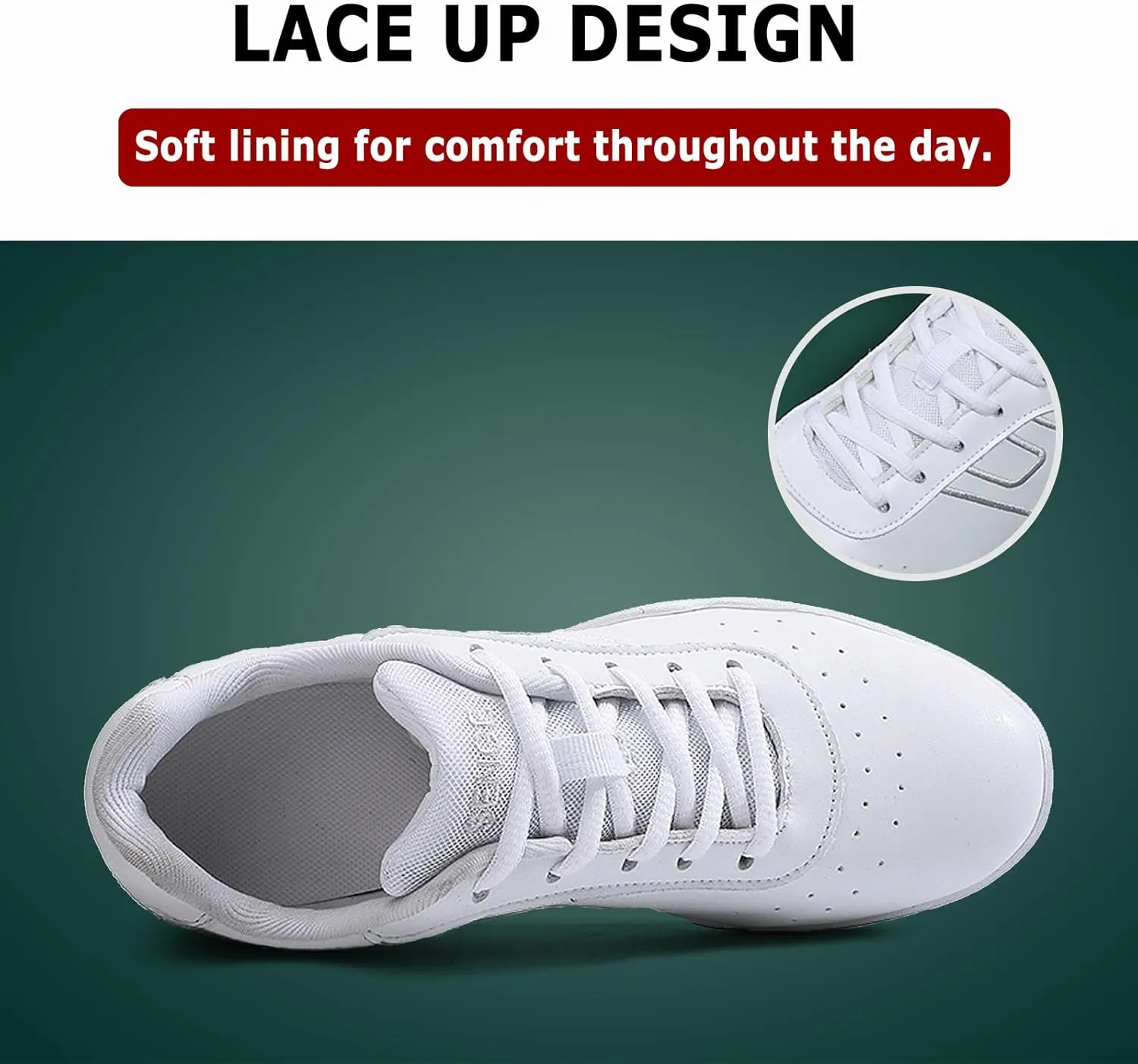 FLIOZY Womens Cheer Dance Shoes Girls White Breathable Lightweight Cheerleading Competition Shoes Athletic Sport Training