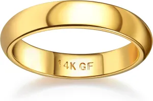 Florideco 14K Gold Filled Ring Gold Band for Women Men Thick Thin Pinky Thumb Ring Gold Wedding Band Ring Non Tarnish Plain Domed Comfort Fit Size 6 to 10