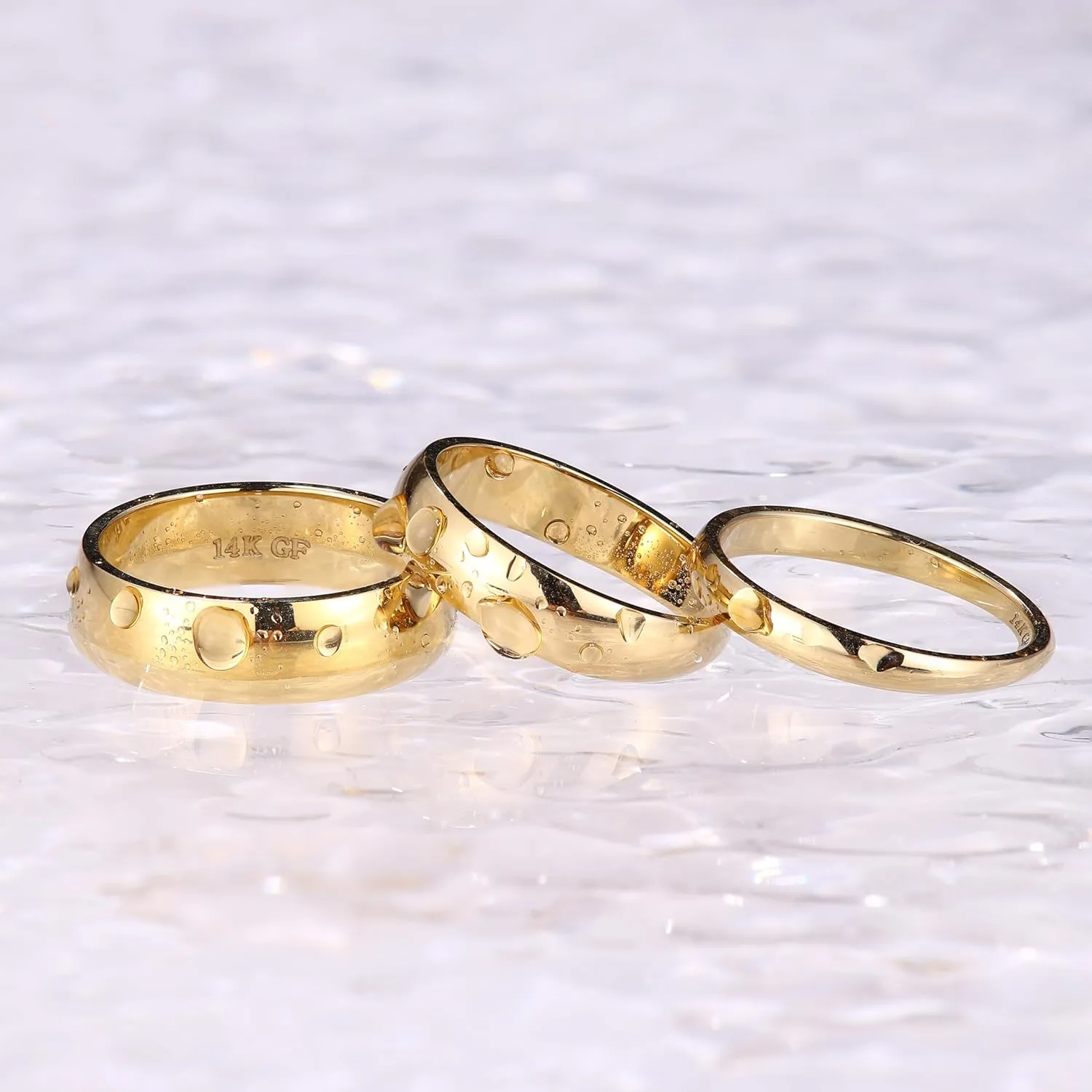 Florideco 14K Gold Filled Ring Gold Band for Women Men Thick Thin Pinky Thumb Ring Gold Wedding Band Ring Non Tarnish Plain Domed Comfort Fit Size 6 to 10