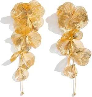 Flower Dangle Drop Earrings Long Dangle Earrings for Women Flower Dangle Earrings Statement Earrings Long Tassel Earrings Chunky Gold Statement Jewelry