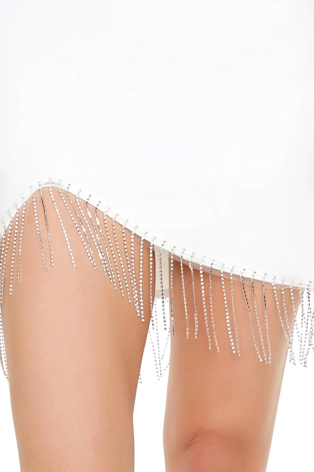 Forever 21 Women's Rhinestone Fringe Cami Mini Dress