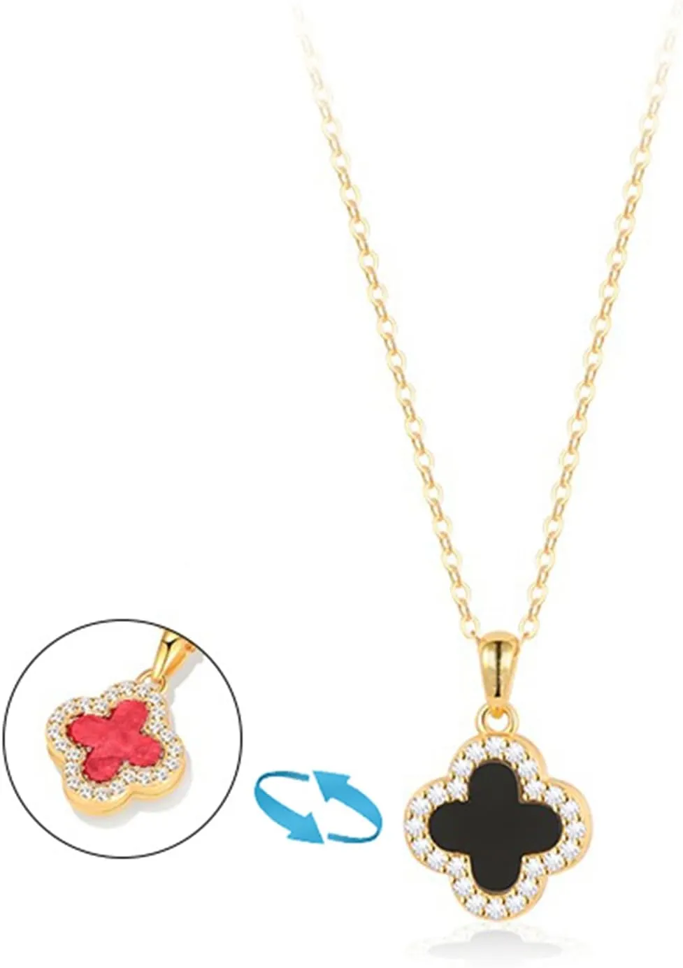 Four Leaf Clover Necklace For Women,14K Gold Plated Dainty Lucky Clover Pendent Necklace Trendy Cute Simple Women's Jewelry Gift