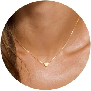 Foxgirl Gold Heart Necklaces for Women 14k Gold Plated Pendant Necklace Simple Cute Necklaces for Women Dainty Layered Choker Necklaces for Women Gold Jewelry for Teen Girls