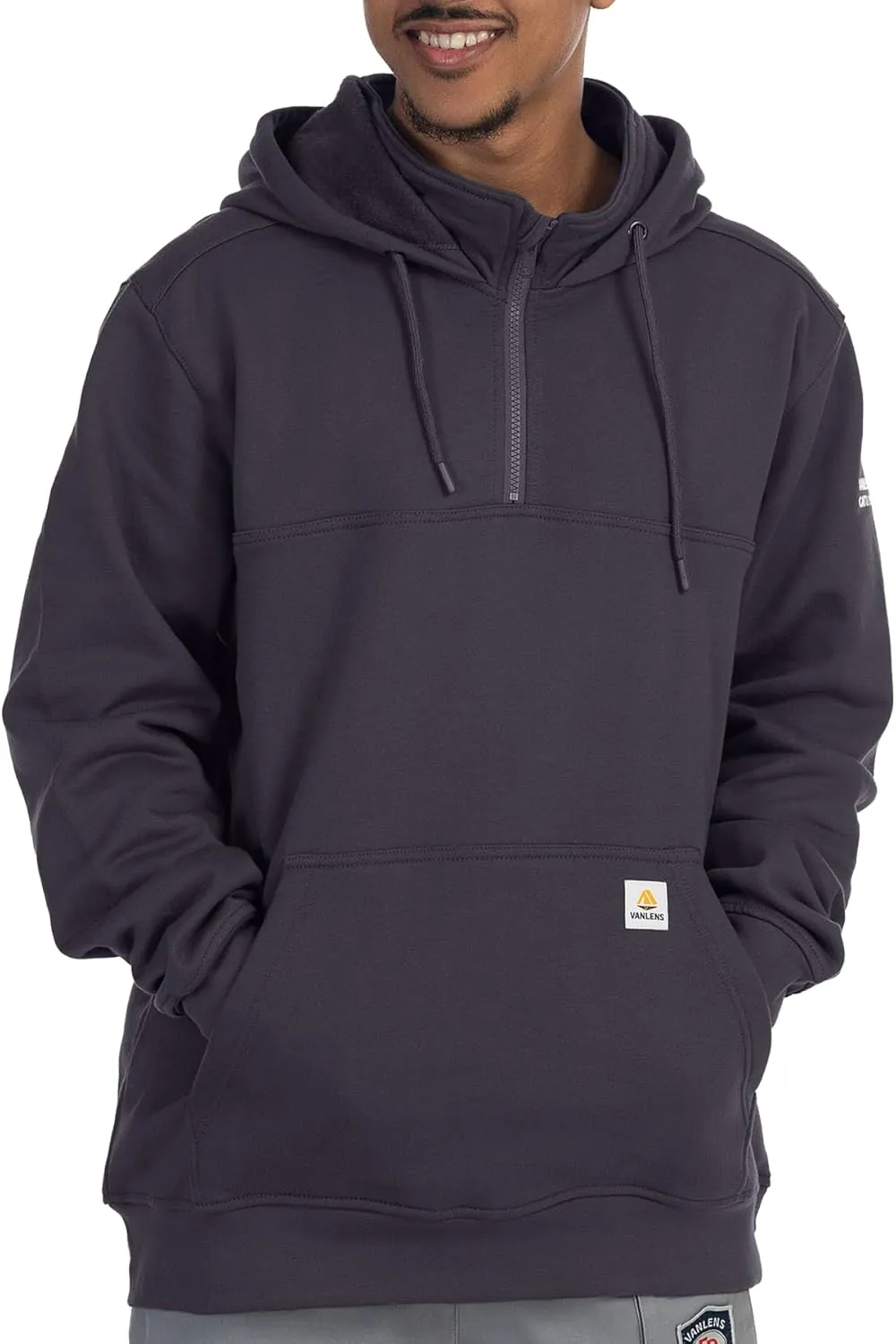 FR Hoodies for Men 10.5oz Quarter-Zip Heavyweight FR Sweatshirt Men's Flame Resistant Hoodies