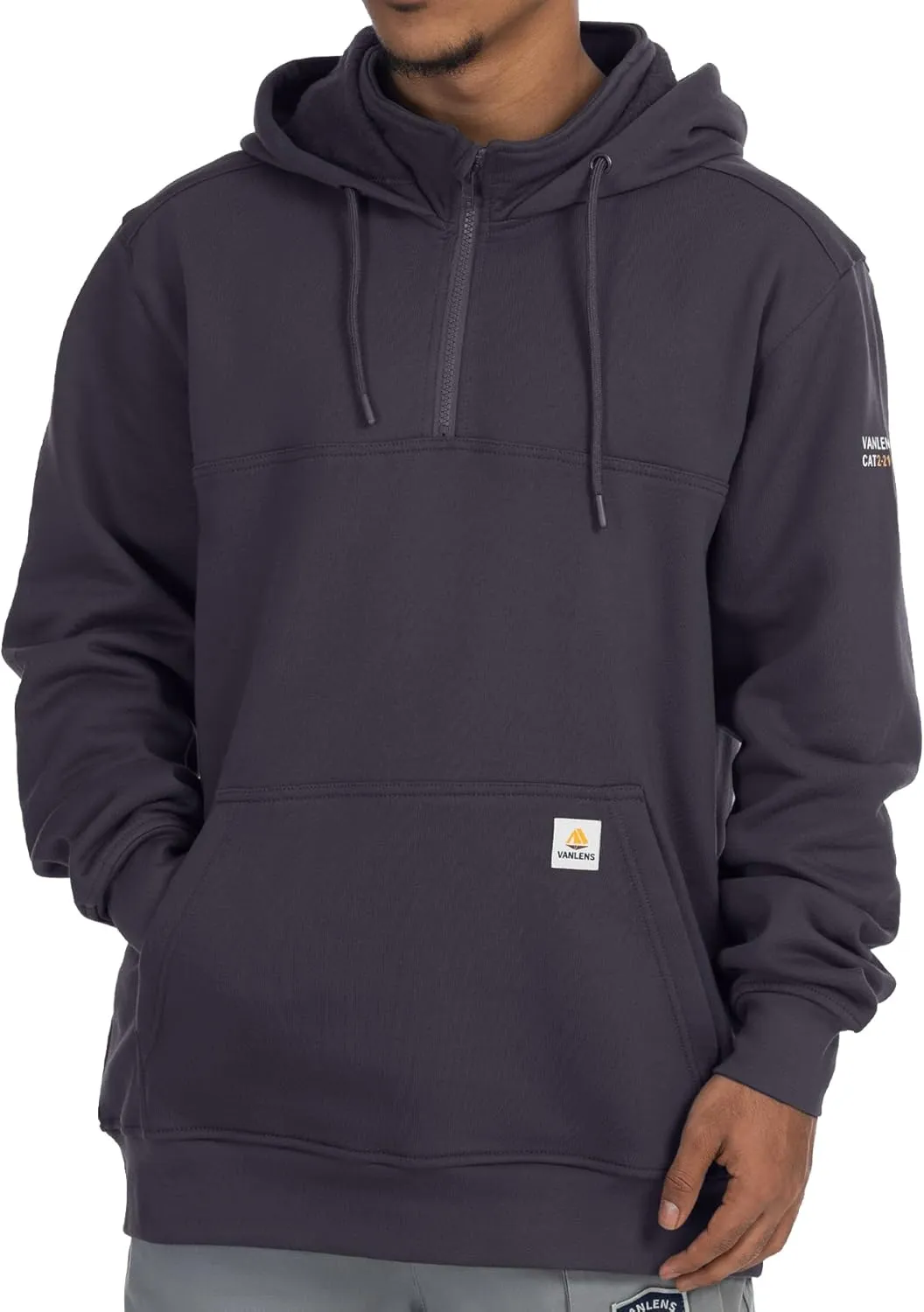 FR Hoodies for Men 10.5oz Quarter-Zip Heavyweight FR Sweatshirt Men's Flame Resistant Hoodies