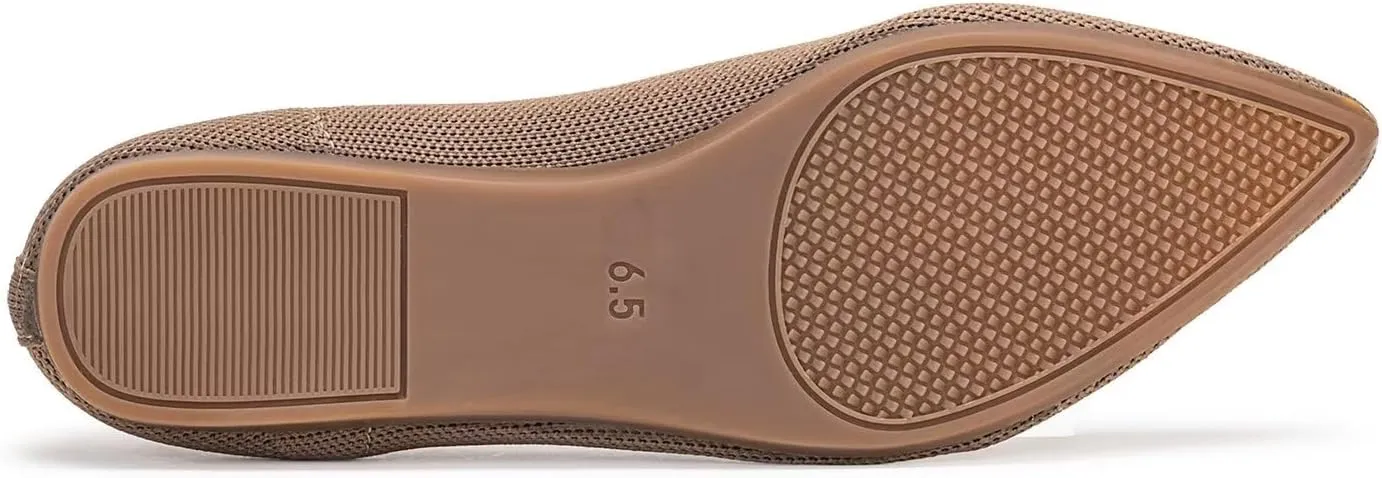 Frank Mully Womens Pointed Toe Flats Knit Dress Shoes Comfort Women Shoes Slip On Shoes for Woman Classic Softable Shoes Low Wedge