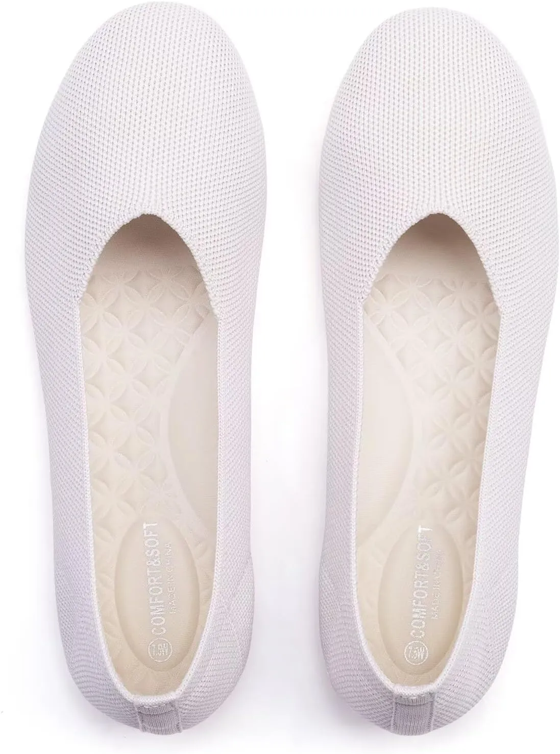 Frank Mully Women's Wide Width Flats Ballet Flats Round Toe Knit Flat Shoes with Arch Support Wide Toe Box