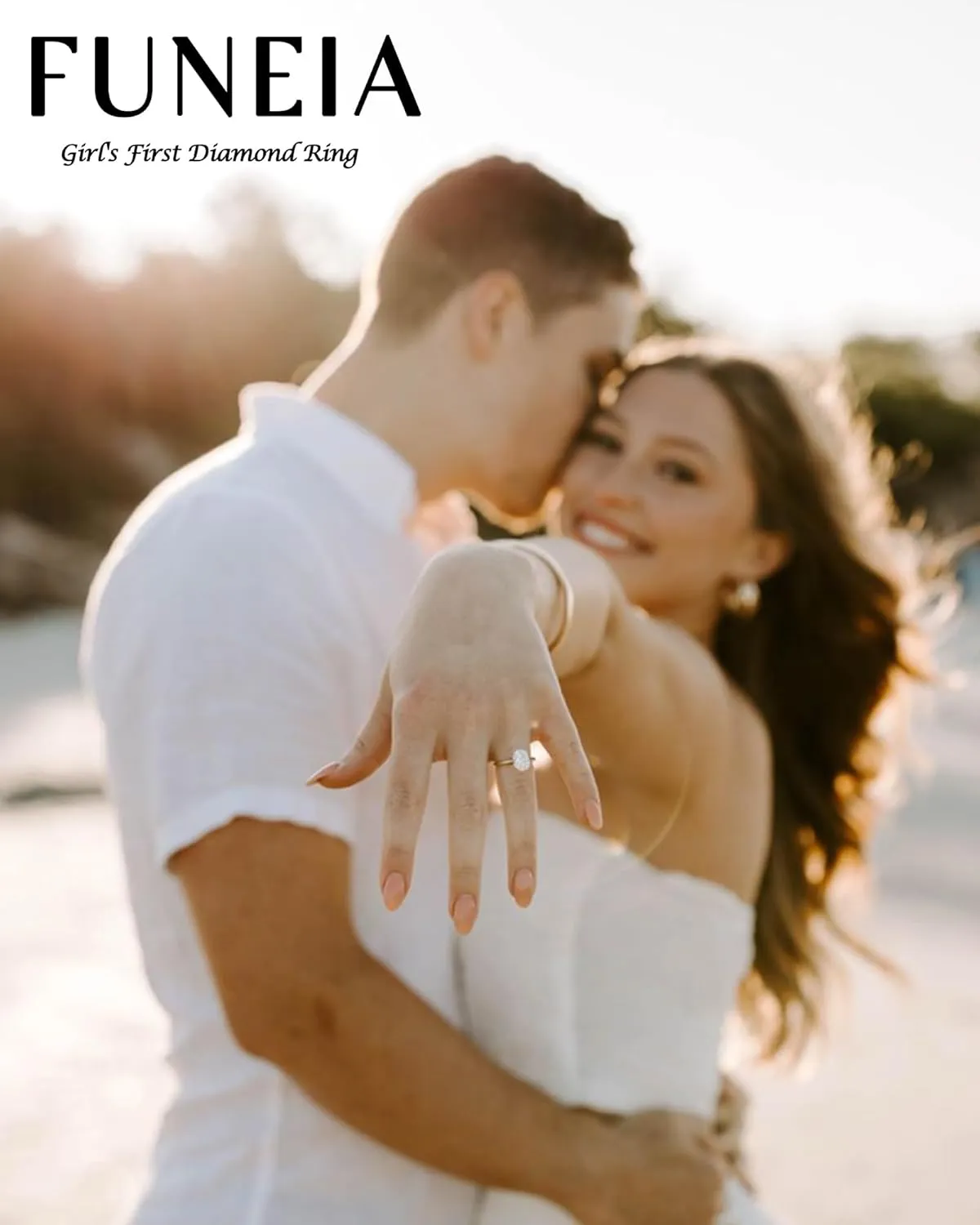 FUNEIA Cubic Zirconia Gold Rings for Women Non Tarnish Trendy Dainty 14K Gold Plated Stackable Princess Cut Fake Engagement Ring Set Diamond Wedding Promise Rings for Her Jewelry Size 6 7 8 9 10 11