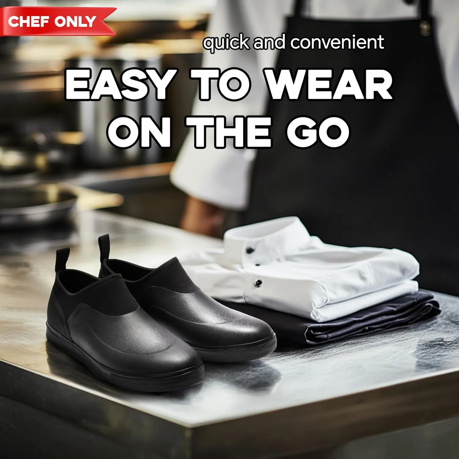Furuian Non Slip Work Shoes for Men - Black - All Black - Waterproof - Oil Resistant - Food Service - Lightweight - Kitchen - Chef - Restaurant, Hospital - Zapatos Antideslizantes para Hombre