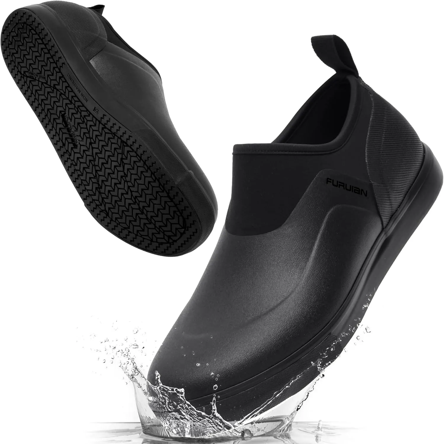 Furuian Non Slip Work Shoes for Men - Black - All Black - Waterproof - Oil Resistant - Food Service - Lightweight - Kitchen - Chef - Restaurant, Hospital - Zapatos Antideslizantes para Hombre