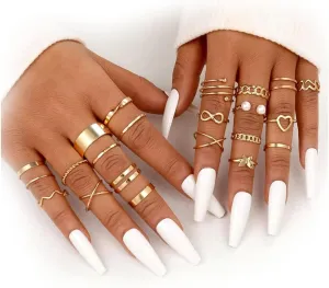 FUTIMELY Gold Kunckle Rings Set for Women gifts,Boho Stackable Rings Pack pearl Butterfly Statement Vintage Rings Set Birthday Gifts Jewelry