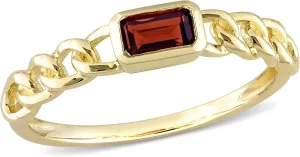 Garnet Yellow Gold Chain Link Stackable Ring | Size 6.5