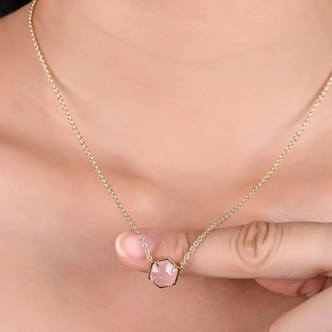 Gempires Natural Blue Lapis Lazuli Hexagon Pendant Necklace Dainty Chain Necklaces For Women September Birthstone Bezel Jewelry 18-inch Adjustable Chain