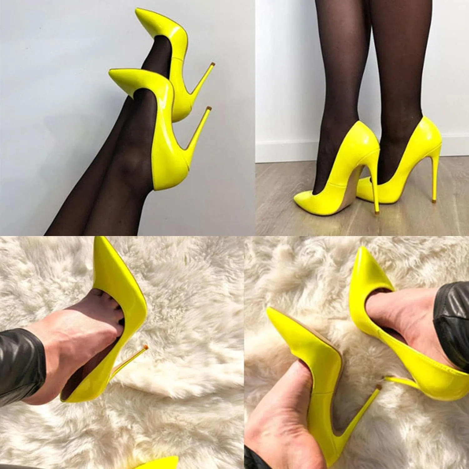 GENSHUO Women's 4.7 Inch Pumps Pointy Closed Toe Stiletto Sexy High Heels Slip on Porm Party Wedding Dress Shoes