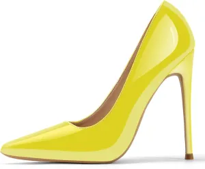 GENSHUO Women's 4.7 Inch Pumps Pointy Closed Toe Stiletto Sexy High Heels Slip on Porm Party Wedding Dress Shoes