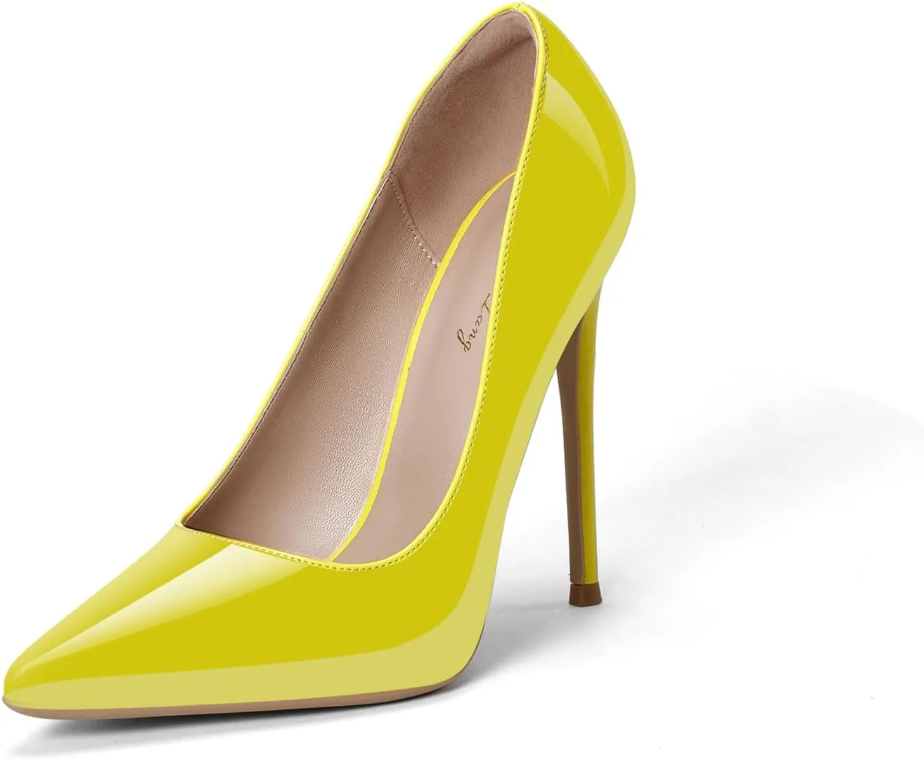 GENSHUO Women's 4.7 Inch Pumps Pointy Closed Toe Stiletto Sexy High Heels Slip on Porm Party Wedding Dress Shoes
