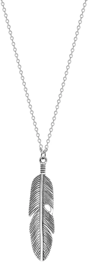 GIGB PBDK Boho Feather Pendant Necklace Chain Long Leaf Necklaces Sweater Necklaces Jewelry for Women