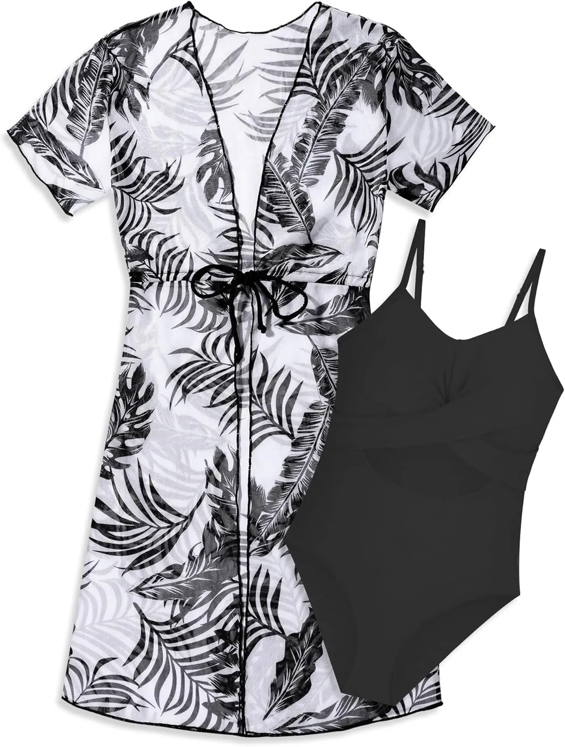 Girls One Piece Swimsuits with Bathing Suit Cover Up 2PCS Set Quick Dry Beach Girls Bathing Suits Size 7-16