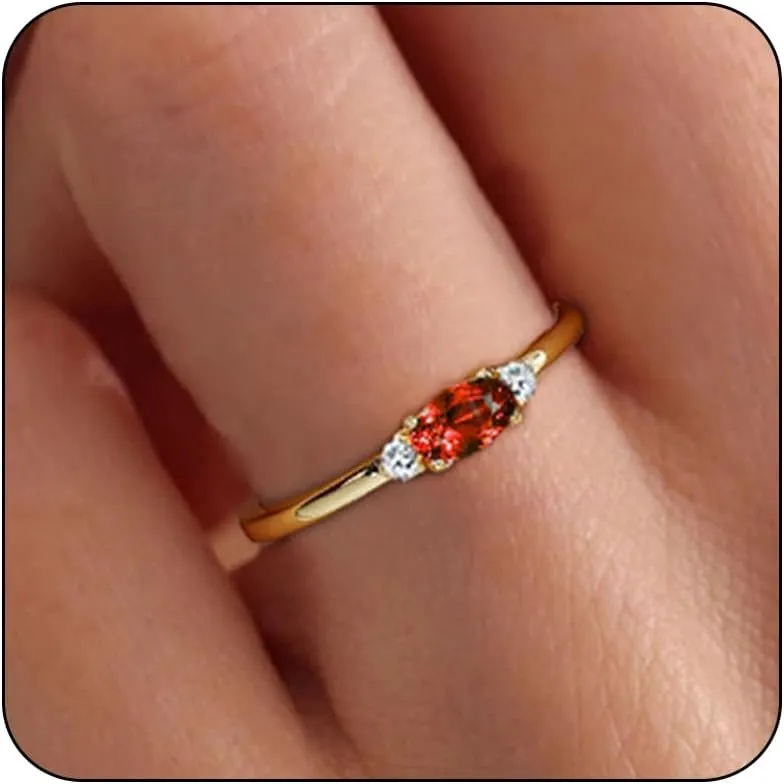 Gold Birthstone Rings for Women Mother Dainty Stackable Gold Rings Non Tarnish Thumb 14k Gold Plated CZ Emerald Green Gemstone Ring Jewelry Birthday Gift for Mom Daughter Band Size 6-11