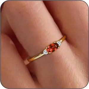 Gold Birthstone Rings for Women Mother Dainty Stackable Gold Rings Non Tarnish Thumb 14k Gold Plated CZ Emerald Green Gemstone Ring Jewelry Birthday Gift for Mom Daughter Band Size 6-11