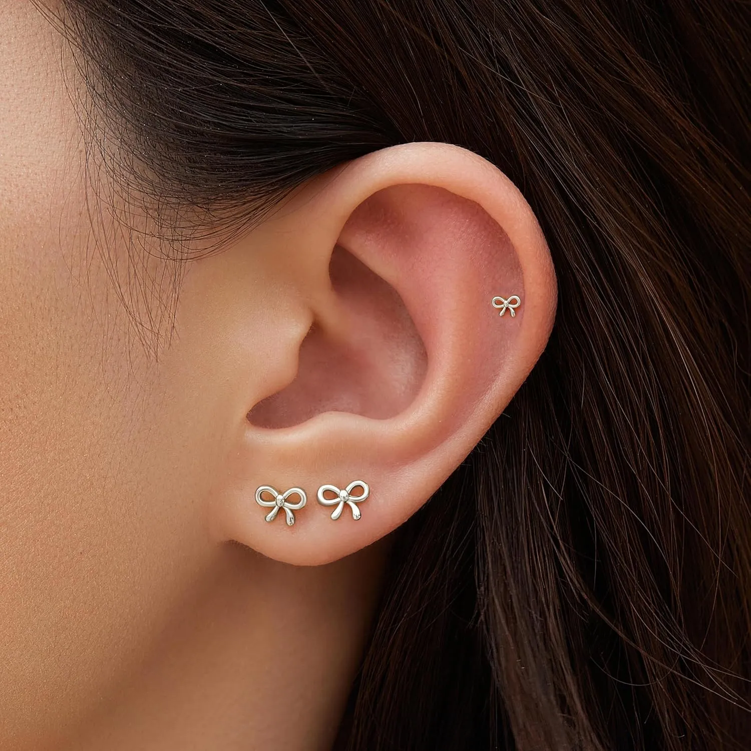 Gold Bow Earrings for Women, Cute Hypoallergenic Small Studs for Sensitive Ears, 3 Pairs Small Bow Jewelry Gifts