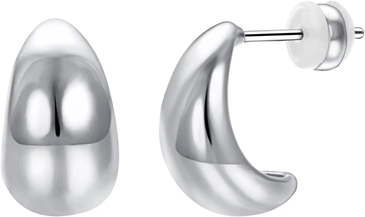 Gold Chunky Huggie Earrings for Women Pack 14K Gold Plated Ohrstecker Dupes Teardrop Hoop Earrings
